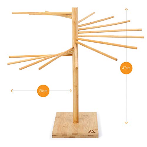 Amazy Secador de Pasta de Bambú + ePaper gratuito con recetas y consejos de uso | 100% natural - Soporte de pasta antideslizante y resistente para el secado casero de pasta Amazy Secador de Pasta de Bambú + ePaper gratuito con recetas y consejos de uso | 100% natural - Soporte de pasta antideslizante y resistente para el secado casero de pasta