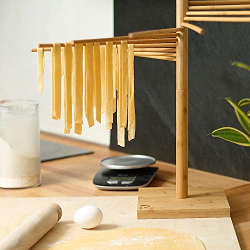 Amazy Secador de Pasta de Bambú + ePaper gratuito con recetas y consejos de uso | 100% natural - Soporte de pasta antideslizante y resistente para el secado casero de pasta