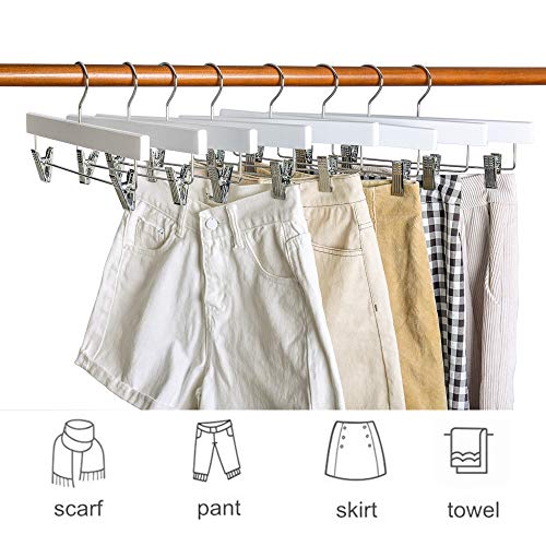 Amber Home 10 Unidades 35,5cm Perchas de Madera Blancas para Pantalones Faldas Calcetines y Ropa Interior con Pinzas Amber Home 10 Unidades 35,5cm Perchas de Madera Blancas para Pantalones Faldas Calcetines y Ropa Interior con Pinzas