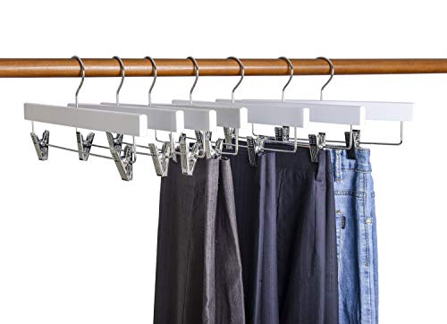 Amber Home 10 Unidades 35,5cm Perchas de Madera Blancas para Pantalones Faldas Calcetines y Ropa Interior con Pinzas Amber Home 10 Unidades 35,5cm Perchas de Madera Blancas para Pantalones Faldas Calcetines y Ropa Interior con Pinzas