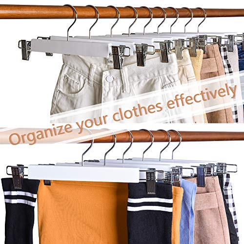 Amber Home 10 Unidades 36cm Perchas de Madera Blancas para Pantalones Faldas Calcetines y Ropa Interior con Pinzas Amber Home 10 Unidades 36cm Perchas de Madera Blancas para Pantalones Faldas Calcetines y Ropa Interior con Pinzas