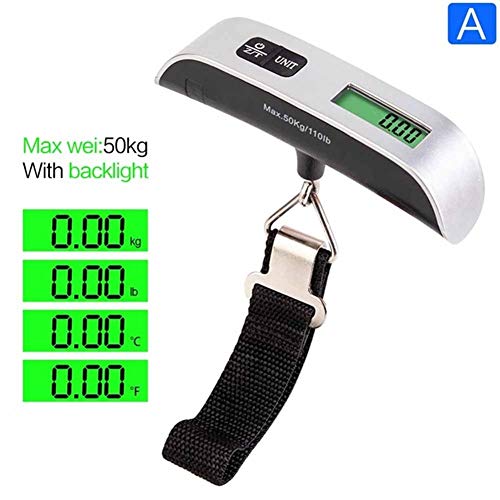 Amberzcy 50 kg / 110 Libras de Equipaje Escala electrónica Digital Escala Colgante Portable Maleta Escala manejado Bolsa de Viaje Ponderación Steelyard Gancho Digital Báscula Amberzcy 50 kg / 110 Libras de Equipaje Escala electrónica Digital Escala Colgante Portable Maleta Escala manejado Bolsa de Viaje Ponderación Steelyard Gancho Digital Báscula