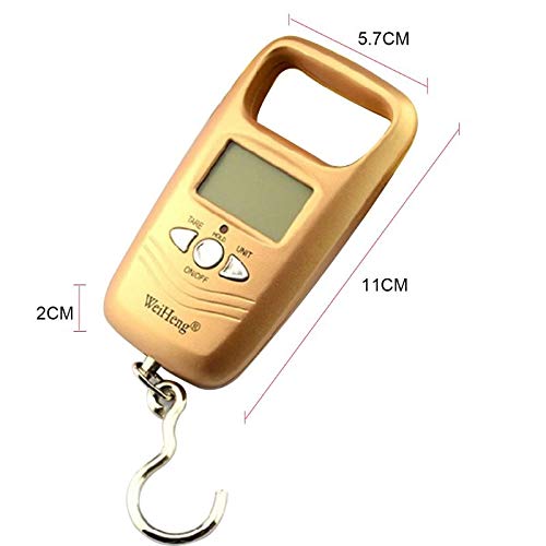 Amberzcy Mini Escala Electrónica Portable De La Pesca De Primavera Escala Electrónica Expreso Escala del Equipaje 50 Kg Digital Báscula (Color : Gold)