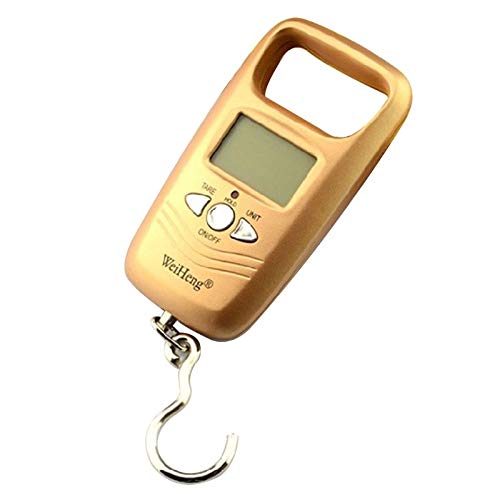 Amberzcy Mini Escala Electrónica Portable De La Pesca De Primavera Escala Electrónica Expreso Escala del Equipaje 50 Kg Digital Báscula (Color : Gold)