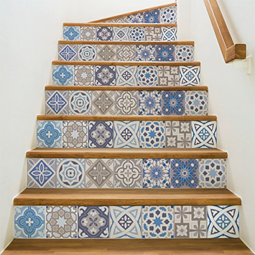 Ambiance-Live col-stairs-ROS-A920_15x105cm_6bandes Stickers Adhesivos Escalera carrelages, Vinilo, Multicolor, 6 bandes de 15x105 cm, 6 Unidades