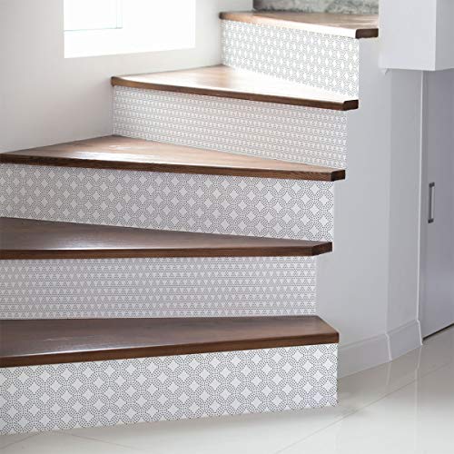 Ambiance-Live col-stairs-ROS-B092_30 x 105 cm, 2 pegatinas de azulejos de escaleras, Vinilo, Oskar, 4 tiras de 15 x 105 cm