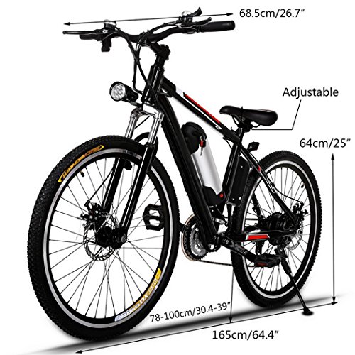 AMDirect Bicicleta eléctrica de 26 pulgadas, bicicleta montañera con batería de litio extraíble (250 W, 36 V) y cargador inteligente, Schwarz2 AMDirect Bicicleta eléctrica de 26 pulgadas, bicicleta montañera con batería de litio extraíble (250 W, 36 V) y cargador inteligente, Schwarz2