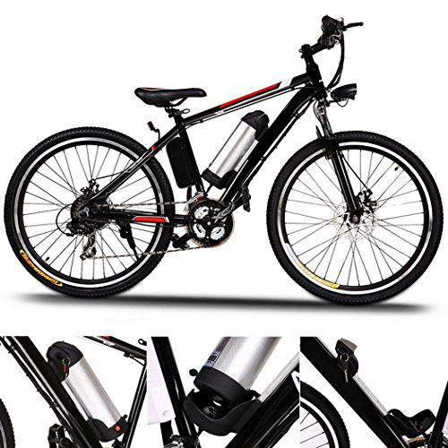 AMDirect Bicicleta eléctrica de 26 pulgadas, bicicleta montañera con batería de litio extraíble (250 W, 36 V) y cargador inteligente, Schwarz2