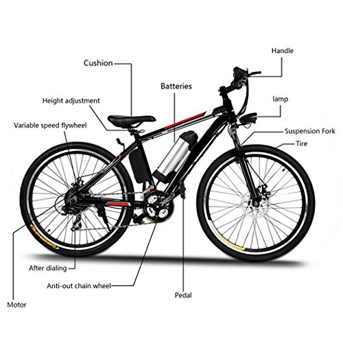 AMDirect Bicicleta eléctrica de 26 pulgadas, bicicleta montañera con batería de litio extraíble (250 W, 36 V) y cargador inteligente, Schwarz2