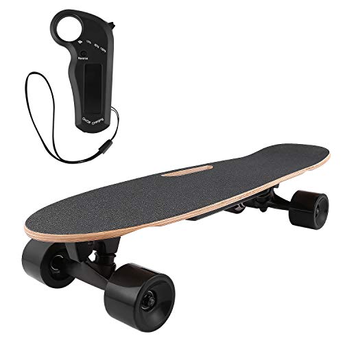 AMDirect Monopatín Eléctrico con Control Remoto y Sistema de Arranque de Empuje E-Board Longboard con Motor Li-Ion 2.2 Ah Velocidad hasta 20 km/h para Adolescentes Adultos