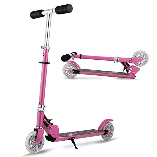 AMDirect Patinete 2 Ruedas para Niña Patinete Niña Plegable con Altura de Manillar Ajustable 63cm, 75cm, 85cm Patinete para Niños 3-12 Años Patín Scooter con 2 Ruedas Led, Rosa AMDirect Patinete 2 Ruedas para Niña Patinete Niña Plegable con Altura de Manillar Ajustable 63cm, 75cm, 85cm Patinete para Niños 3-12 Años Patín Scooter con 2 Ruedas Led, Rosa