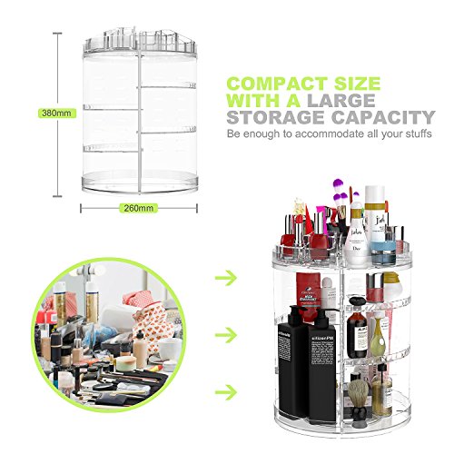 AMEITECH Organizador del Maquillaje, 360 Grados Que Giran la Joyería Ajustable y el Soporte de Exhibición Cosmético, 8 Capas Componen la Caja de Almacenaje - Claro Cristalino AMEITECH Organizador del Maquillaje, 360 Grados Que Giran la Joyería Ajustable y el Soporte de Exhibición Cosmético, 8 Capas Componen la Caja de Almacenaje - Claro Cristalino