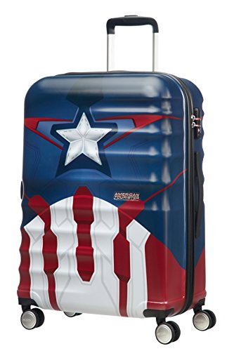 American Tourister Disney Wavebreaker Marvel - Maleta, Cuatro Ruedas, Multicolor (Captain America Close-Up), M (67cm-64L)