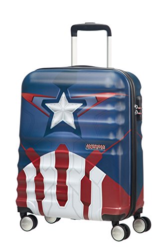 American Tourister Disney Wavebreaker Marvel - Maleta, Cuatro Ruedas, Multicolor (Captain America Close-Up), S (55cm-36L)