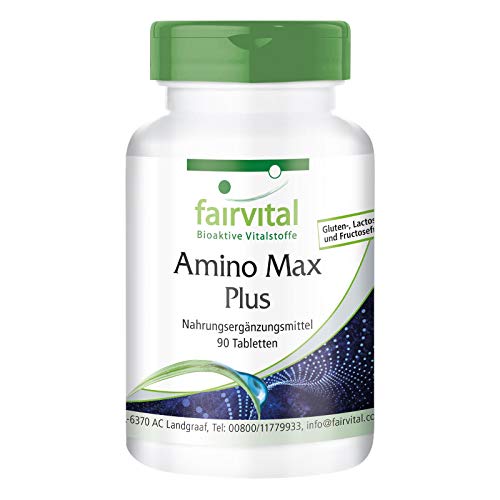Amino Max Plus - complejo de aminoácidos - vegetariano - 90 Comprimidos - contiene 13 aminoácidos esenciales - Calidad Alemana
