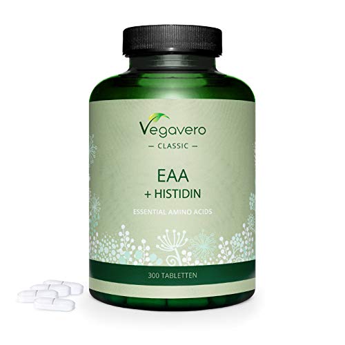 Aminoácidos Esenciales EAA Vegavero® | Sin Aditivos Artificiales | 300 Comprimidos – No Polvo | Incluye BCAA + Histidina + Triptófano + Metionina | Aminoácidos Ramificados | Vegano