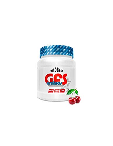 Aminoácidos Esenciales GFS AMINOS Powder Polvo, Cápsulas y viales - Fuerte Recuperador Muscular - Suplementos Deportivos - Vitobest (Cereza, 500g)