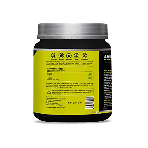 Aminoácidos ramificados BCAA 100% puros | Aminoácidos esenciales | Con BCAA´S + glutamina + vitamina B6 | Aumenta tu masa muscular y obtén una rápida recuperación | Sabor a sandía | 30 tomas