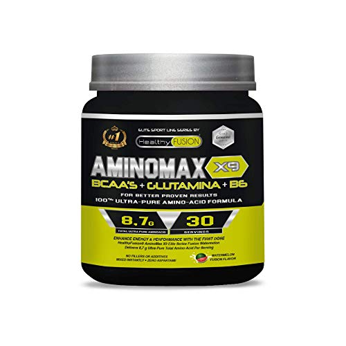 Aminoácidos ramificados BCAA 100% puros | Aminoácidos esenciales | Con BCAA´S + glutamina + vitamina B6 | Aumenta tu masa muscular y obtén una rápida recuperación | Sabor a sandía | 30 tomas