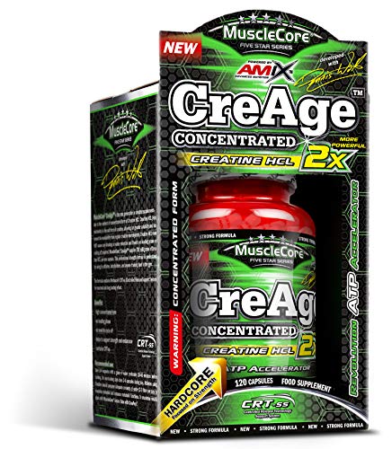 Amix MuscleCore CreAge suplemento alimenticio con alto cocnentrado de creatina HCL, 120 cápsulas
