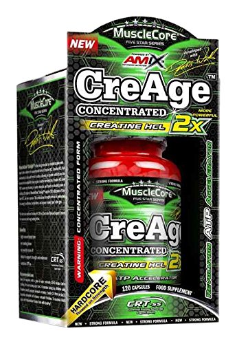 Amix MuscleCore CreAge suplemento alimenticio con alto cocnentrado de creatina HCL, 120 cápsulas