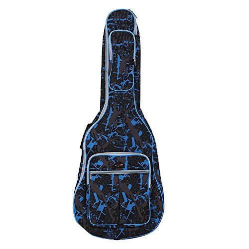 ammoon® 600D Resistente al Agua Oxford Tela Doble Cosido Correas Acolchadas Gig Bag Estuche Portátil para 41Inchs Guitarra Acústica folk Clásica Camuflaje Azul