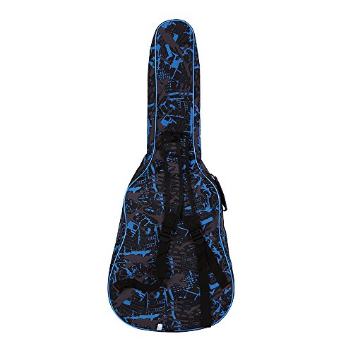 ammoon® 600D Resistente al Agua Oxford Tela Doble Cosido Correas Acolchadas Gig Bag Estuche Portátil para 41Inchs Guitarra Acústica folk Clásica Camuflaje Azul