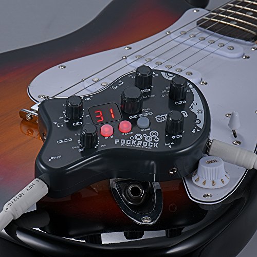 ammoon Múltiples Efecto Pedal PockRock Guitarra Portátil Procesador de Efectos 15 Tipos de Efectos 40 Ritmos del Tambor Función de Ajuste con Adaptador de Corriente (Gris)
