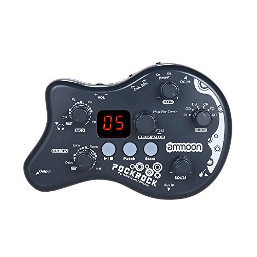 ammoon Múltiples Efecto Pedal PockRock Guitarra Portátil Procesador de Efectos 15 Tipos de Efectos 40 Ritmos del Tambor Función de Ajuste con Adaptador de Corriente (Gris) ammoon Múltiples Efecto Pedal PockRock Guitarra Portátil Procesador de Efectos 15 Tipos de Efectos 40 Ritmos del Tambor Función de Ajuste con Adaptador de Corriente (Gris)