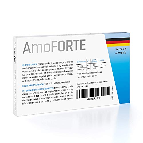 Amoforte 2250 MG | Sin Ninguna Contraindicación | Made In Germany | Energizzante Naturale con Tribulus, Maca, Ginseng y L-Arginina | 20 Cáps. Amoforte 2250 MG | Sin Ninguna Contraindicación | Made In Germany | Energizzante Naturale con Tribulus, Maca, Ginseng y L-Arginina | 20 Cáps.