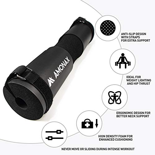 Amonax almohadilla barra gimnasio protector, Cuello y Hombros protección Almohadilla para Sentadillas y Empuje de Cadera, para ejercicios en casa y en el gimnasio, entrenamiento de fuerza y pesas Amonax almohadilla barra gimnasio protector, Cuello y Hombros protección Almohadilla para Sentadillas y Empuje de Cadera, para ejercicios en casa y en el gimnasio, entrenamiento de fuerza y pesas