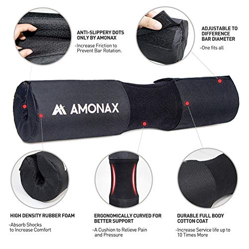 Amonax almohadilla barra gimnasio protector, Cuello y Hombros protección Almohadilla para Sentadillas y Empuje de Cadera, para ejercicios en casa y en el gimnasio, entrenamiento de fuerza y pesas Amonax almohadilla barra gimnasio protector, Cuello y Hombros protección Almohadilla para Sentadillas y Empuje de Cadera, para ejercicios en casa y en el gimnasio, entrenamiento de fuerza y pesas