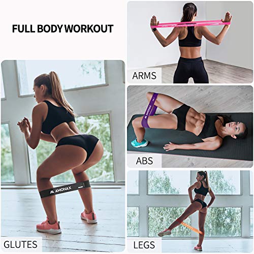 Amonax Bandas de Resistencia, Bandas Circulares para piernas y glúteos con guía de Ejercicios Impresa. Juego de 4 Bandas. (Rosa+Naranja+Púrpura+Gris) Amonax Bandas de Resistencia, Bandas Circulares para piernas y glúteos con guía de Ejercicios Impresa. Juego de 4 Bandas. (Rosa+Naranja+Púrpura+Gris)