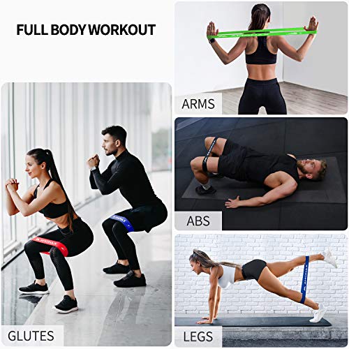 Amonax Bandas Elasticas Fitness, Cintas Elasticas Fitness Látex Natural con 4 Niveles Ejercicios en Piernas, Glúteos y Brazos, 4 Bandas Resistencia para Yoga, Pilates, Crossfit, Estiramientos, Fuerza