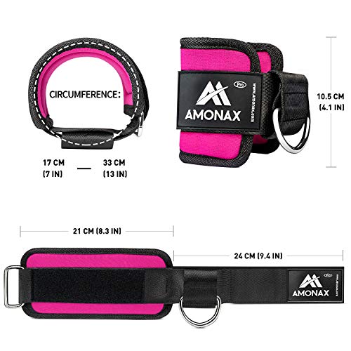 Amonax Tobillera para polea (Acolchado) para piernas y Tobillos, 2 Piezas Correas Tobillos Gym Cable maquinas, Gimnasio, Fitness - Mujeres y Hombres