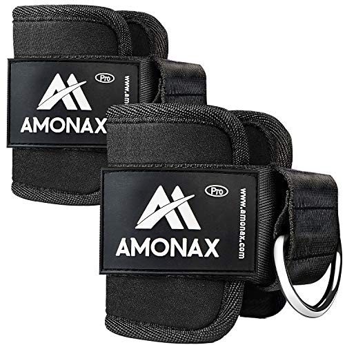 Amonax tobillera para polea (acolchado) para piernas y tobillos, 2 piezas correas tobillos gym cable maquinas, gimnasio, fitness - mujeres y hombres