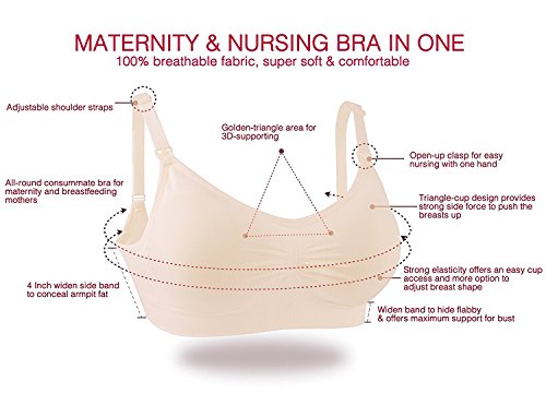 AMOURRI Sujetador de Maternidad para Mujeres Bra Bralette sin Costuras (2Pack/3Pack) AMOURRI Sujetador de Maternidad para Mujeres Bra Bralette sin Costuras (2Pack/3Pack)