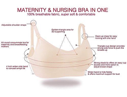 AMOURRI Sujetador de Maternidad para Mujeres Bra Bralette sin Costuras (Pack de 3)