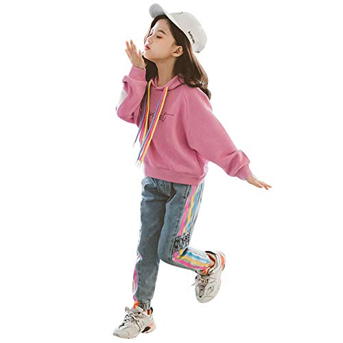 amropi NiƱa ChƔndales Sudadera con Capucha y Pantalones Vaqueros 2 Piezas Conjunto de Ropa Rosa Azul,11-12 aƱos amropi NiƱa ChƔndales Sudadera con Capucha y Pantalones Vaqueros 2 Piezas Conjunto de Ropa Rosa Azul,11-12 aƱos