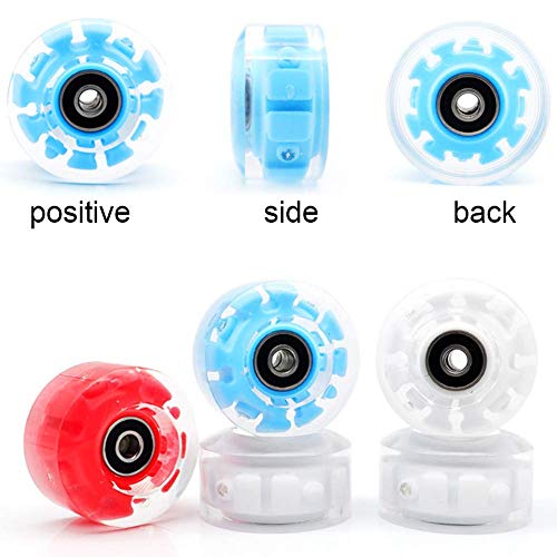 Amusingtao Ller Skate Ruedas 4pcs Ligeras Doble con LED Patinaje Accesorios Poliuretano Exterior Luminoso con Bankll Juego Video Transparente Deslizante para Adultos Niños (Blanco) - Rosa, Free Size