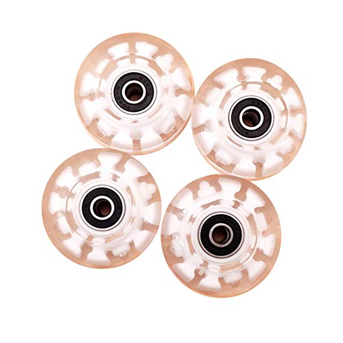 Amusingtao Ller Skate Ruedas 4pcs Ligeras Doble con LED Patinaje Accesorios Poliuretano Exterior Luminoso con Bankll Juego Video Transparente Deslizante para Adultos Niños (Blanco) - Rosa, Free Size