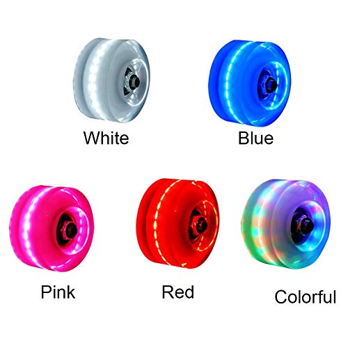 Amusingtao Ller Skate Ruedas 4pcs Ligeras Doble con LED Patinaje Accesorios Poliuretano Exterior Luminoso con Bankll Juego Video Transparente Deslizante para Adultos Niños (Blanco) - Rosa, Free Size