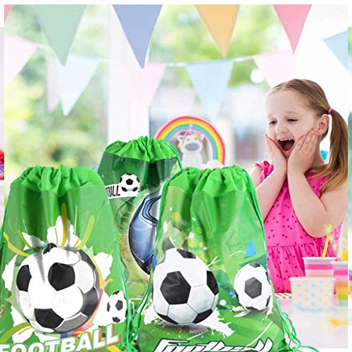 Amycute 9 pcs Mochilas fútbol de Niño, Bolsas de Cuerdas Verde Mochila Tela no Tejida Bolsa de Deportiva Fiesta Cumpleaños Mochila de Viaje Bolsa de Baile Gimnasio para Adolescentes Niñas