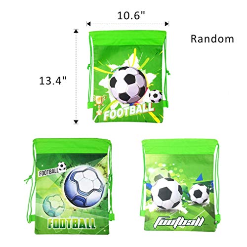 Amycute 9 pcs Mochilas fútbol de Niño, Bolsas de Cuerdas Verde Mochila Tela no Tejida Bolsa de Deportiva Fiesta Cumpleaños Mochila de Viaje Bolsa de Baile Gimnasio para Adolescentes Niñas