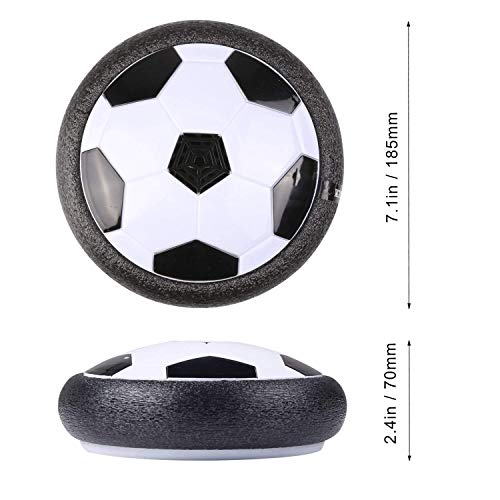 amzdeal Air Football Kit Balón Fútbol Flotante (1 Fútbol Flotante+1 Mini Fútbol +2 Portería de Fútbol +1 Aguja de Gas) Aire Fútbol para Actividad Interior o Exterior con Luz LED y Música (2 Goal)