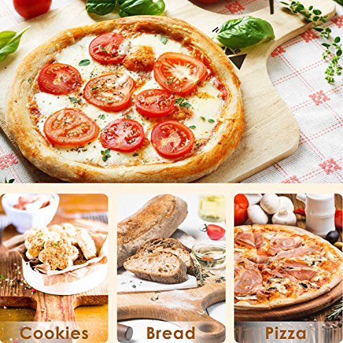 Amzdeal Juego de Piedra para Pizza y Pala - Piedra de Cordierita para Horno con Pala de Bambú, Bandeja para Parrilla o Grill, Set de Pizza Stone para Pollo, Pan o Galleta 30*38*1.5 CM