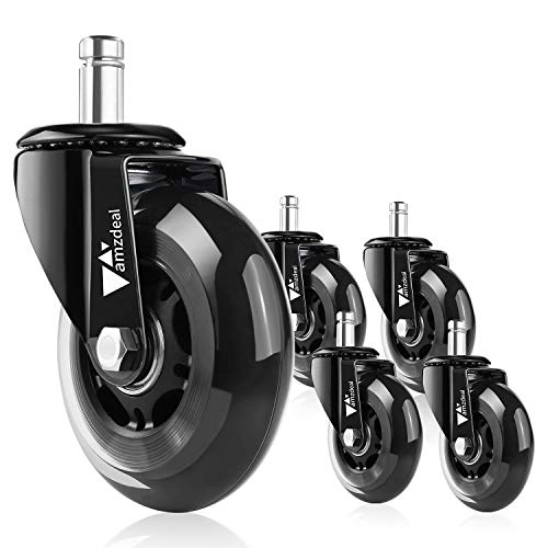 Amzdeal Ruedas para Sillas de Oficina 5 Pcs-11mm Ruedas de Giratoria de 360 ° Caster Silencioso, Ajuste universal Adecuado para Todos los Suelos Incluida la Madera Dura, Carga total 295 kg/650 lbs Amzdeal Ruedas para Sillas de Oficina 5 Pcs-11mm Ruedas de Giratoria de 360 ° Caster Silencioso, Ajuste universal Adecuado para Todos los Suelos Incluida la Madera Dura, Carga total 295 kg/650 lbs