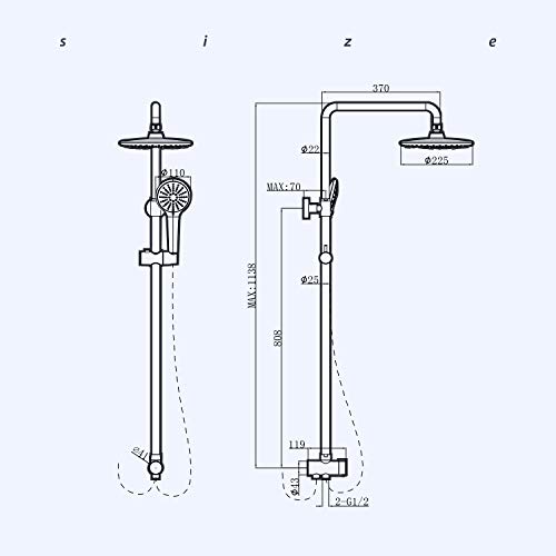 Amzdeal Sistema de ducha, Columna de Ducha de pared, Set de Ducha para baño Acero Inoxidable, incluida ducha de mano con 3 funciones, ducha fija, Barra de Ducha, Dos mangueras de PVC/S-02 Amzdeal Sistema de ducha, Columna de Ducha de pared, Set de Ducha para baño Acero Inoxidable, incluida ducha de mano con 3 funciones, ducha fija, Barra de Ducha, Dos mangueras de PVC/S-02
