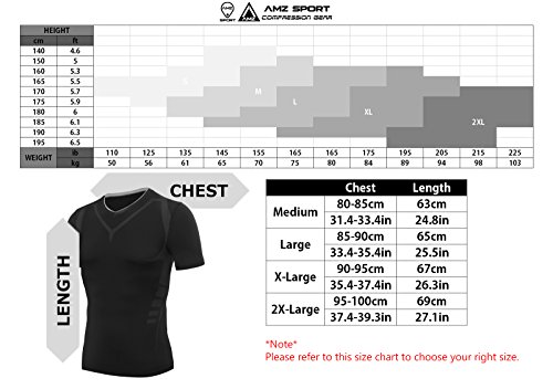 AMZSPORT Camiseta de compresión de Mangas Corta para Hombre Deportes de Secado Rápido Funcionamiento Baselayer Plata M AMZSPORT Camiseta de compresión de Mangas Corta para Hombre Deportes de Secado Rápido Funcionamiento Baselayer Plata M