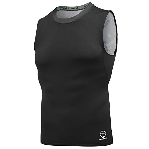 AMZSPORT Camiseta de compresión sin Mangas para Hombre Deportes de Secado Rápido Baselayer Funcionamiento Tirantes Camuflaje Size XXL